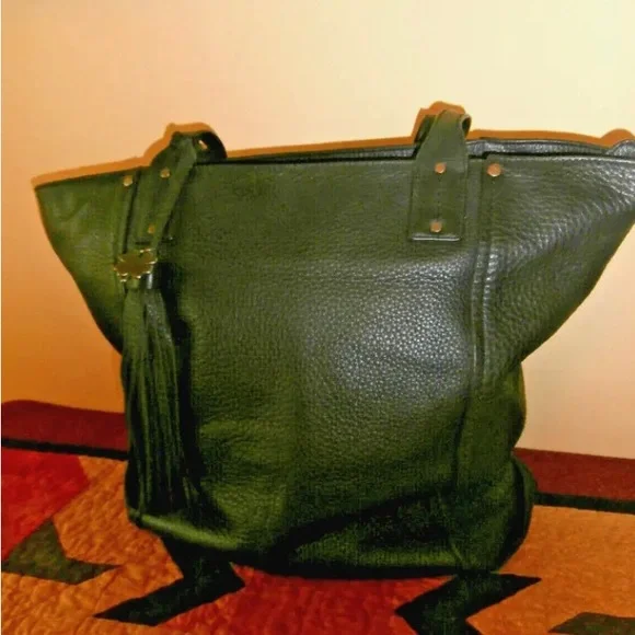 LUCKY BRAND Group Hayes Tote! BUTTERY SOFT PEBBLED LEATHER LARGE TRAVEL~BLACK - Picture 7 of 11